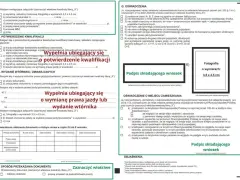 Formularz wniosku o wydanie prawa jazdy lub jego wtórnika, zawierający dane osobowe i oświadczenia kandydata na kierowcę.
