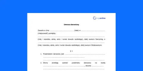 Umowa darowizny samochodu. Dokument zawiera dane darczyńcy i obdarowanego, opis przedmiotu darowizny oraz jego wartość.