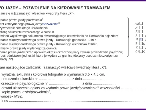 Formularz wniosku o zwrot zatrzymanego prawa jazdy po utracie uprawnień za alkohol na 3 lata.